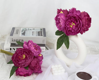 Yellow Peonies Silk Flowers 2 Bouquets Fake Peonies 14 Heads Faux Peony Flowers with Stems for Wedding Decoration Bride Bouquet Faux Flowers Crafts Floral Arrangement (Yellow)