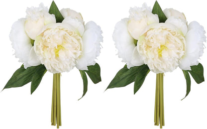 Yellow Peonies Silk Flowers 2 Bouquets Fake Peonies 14 Heads Faux Peony Flowers with Stems for Wedding Decoration Bride Bouquet Faux Flowers Crafts Floral Arrangement (Yellow)