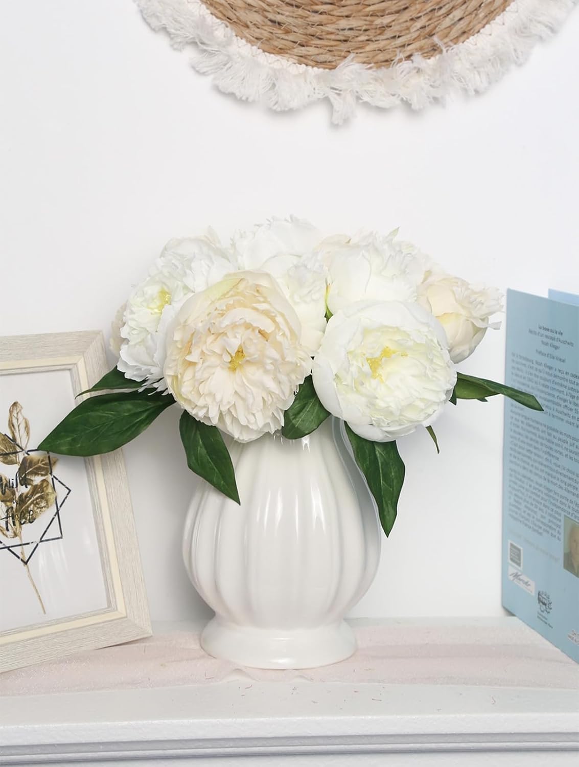 Yellow Peonies Silk Flowers 2 Bouquets Fake Peonies 14 Heads Faux Peony Flowers with Stems for Wedding Decoration Bride Bouquet Faux Flowers Crafts Floral Arrangement (Yellow)
