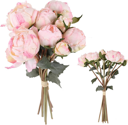 Yellow Peonies Silk Flowers 2 Bouquets Fake Peonies 14 Heads Faux Peony Flowers with Stems for Wedding Decoration Bride Bouquet Faux Flowers Crafts Floral Arrangement (Yellow)