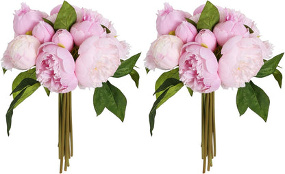 Yellow Peonies Silk Flowers 2 Bouquets Fake Peonies 14 Heads Faux Peony Flowers with Stems for Wedding Decoration Bride Bouquet Faux Flowers Crafts Floral Arrangement (Yellow)