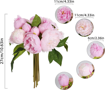 Yellow Peonies Silk Flowers 2 Bouquets Fake Peonies 14 Heads Faux Peony Flowers with Stems for Wedding Decoration Bride Bouquet Faux Flowers Crafts Floral Arrangement (Yellow)