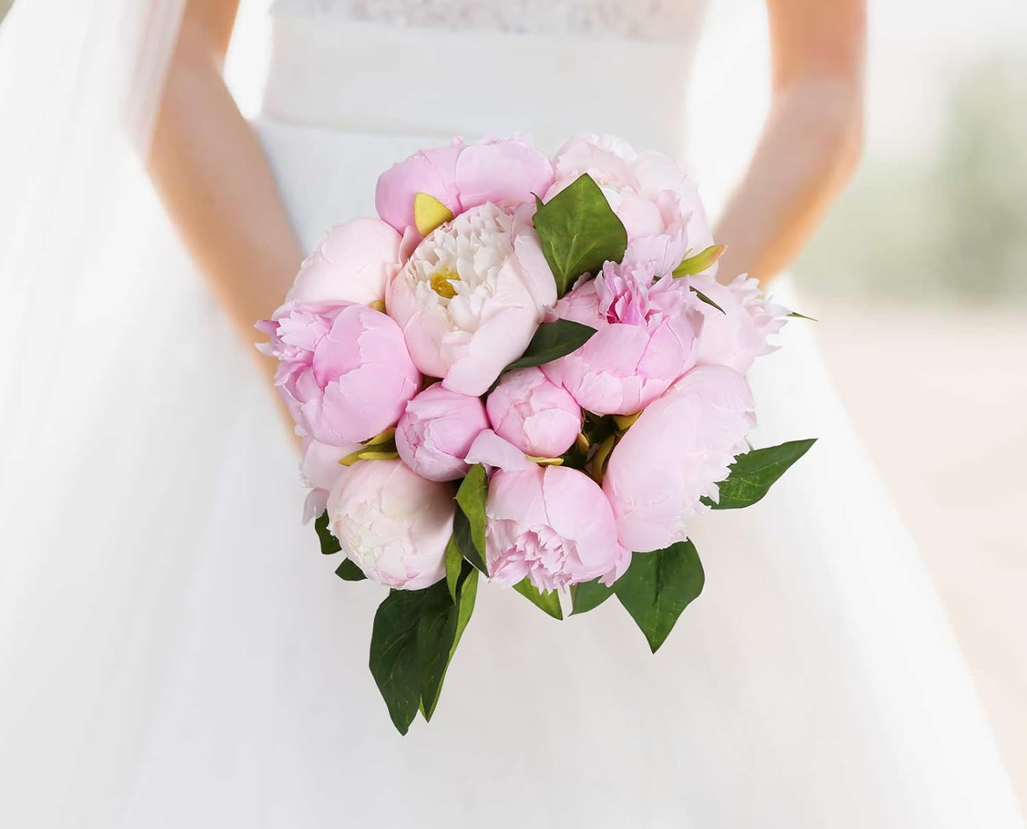 Yellow Peonies Silk Flowers 2 Bouquets Fake Peonies 14 Heads Faux Peony Flowers with Stems for Wedding Decoration Bride Bouquet Faux Flowers Crafts Floral Arrangement (Yellow)