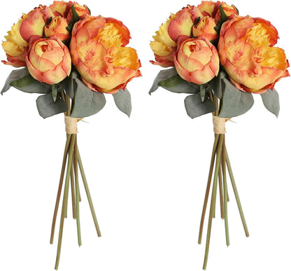 Yellow Peonies Silk Flowers 2 Bouquets Fake Peonies 14 Heads Faux Peony Flowers with Stems for Wedding Decoration Bride Bouquet Faux Flowers Crafts Floral Arrangement (Yellow)