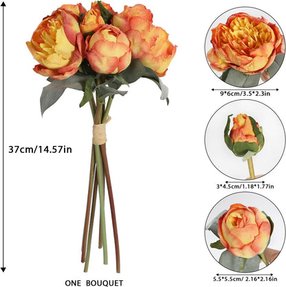 Yellow Peonies Silk Flowers 2 Bouquets Fake Peonies 14 Heads Faux Peony Flowers with Stems for Wedding Decoration Bride Bouquet Faux Flowers Crafts Floral Arrangement (Yellow)