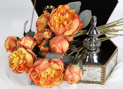 Yellow Peonies Silk Flowers 2 Bouquets Fake Peonies 14 Heads Faux Peony Flowers with Stems for Wedding Decoration Bride Bouquet Faux Flowers Crafts Floral Arrangement (Yellow)