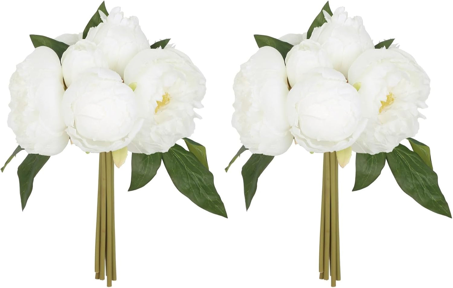 Yellow Peonies Silk Flowers 2 Bouquets Fake Peonies 14 Heads Faux Peony Flowers with Stems for Wedding Decoration Bride Bouquet Faux Flowers Crafts Floral Arrangement (Yellow)