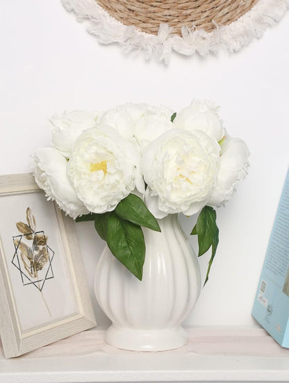 Yellow Peonies Silk Flowers 2 Bouquets Fake Peonies 14 Heads Faux Peony Flowers with Stems for Wedding Decoration Bride Bouquet Faux Flowers Crafts Floral Arrangement (Yellow)