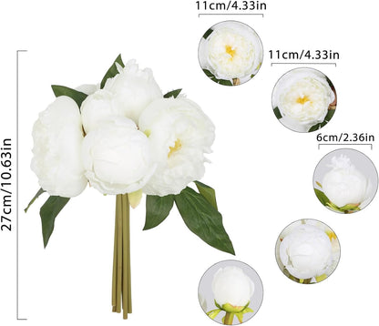 Yellow Peonies Silk Flowers 2 Bouquets Fake Peonies 14 Heads Faux Peony Flowers with Stems for Wedding Decoration Bride Bouquet Faux Flowers Crafts Floral Arrangement (Yellow)