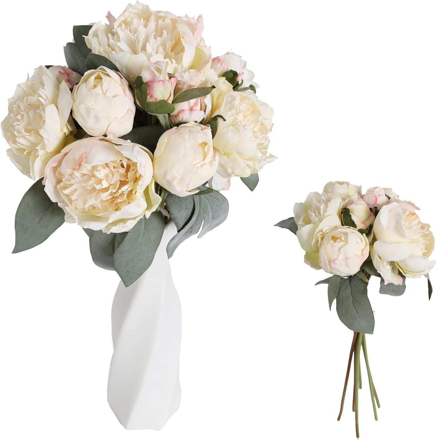 Yellow Peonies Silk Flowers 2 Bouquets Fake Peonies 14 Heads Faux Peony Flowers with Stems for Wedding Decoration Bride Bouquet Faux Flowers Crafts Floral Arrangement (Yellow)