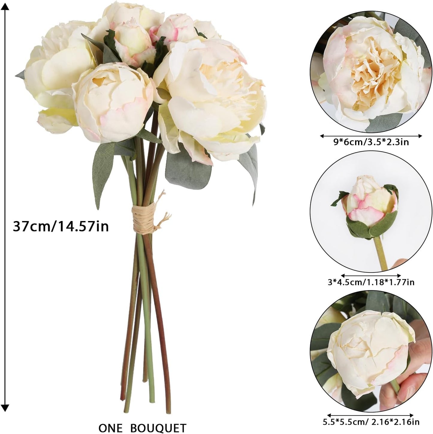 Yellow Peonies Silk Flowers 2 Bouquets Fake Peonies 14 Heads Faux Peony Flowers with Stems for Wedding Decoration Bride Bouquet Faux Flowers Crafts Floral Arrangement (Yellow)