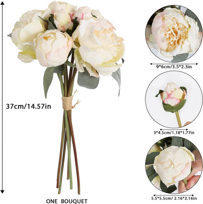 Yellow Peonies Silk Flowers 2 Bouquets Fake Peonies 14 Heads Faux Peony Flowers with Stems for Wedding Decoration Bride Bouquet Faux Flowers Crafts Floral Arrangement (Yellow)