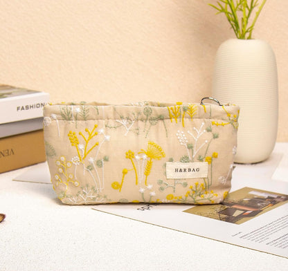2 Pcs Makeup Bags, Large Cosmetic Bag Travel Toiletry Bag | Makeup Organizer for Women, Embroidery Craft, Floral Makeup Bag Small Cosmetic Pouch Purse with Zipper Gifts for Girls Teen