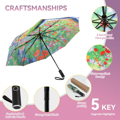 Van Gogh Folding Umbrella, Travel Umbrella with Starry Night Design, Auto Open & Close - Portable Compact Umbrella - Lightweight & Packable for Women & Men