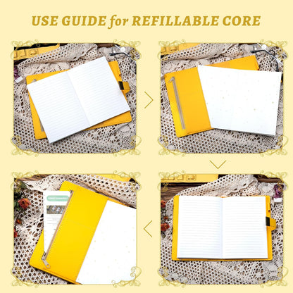 Lock Diary for Women Vintage Lock Journal Refillable Personal Locking Diary Girls Leather Locked Journal Writing Notebook B6 Secret Journal with Combination Passwords 5.5 x 7.8 in, Sunflower Yellow