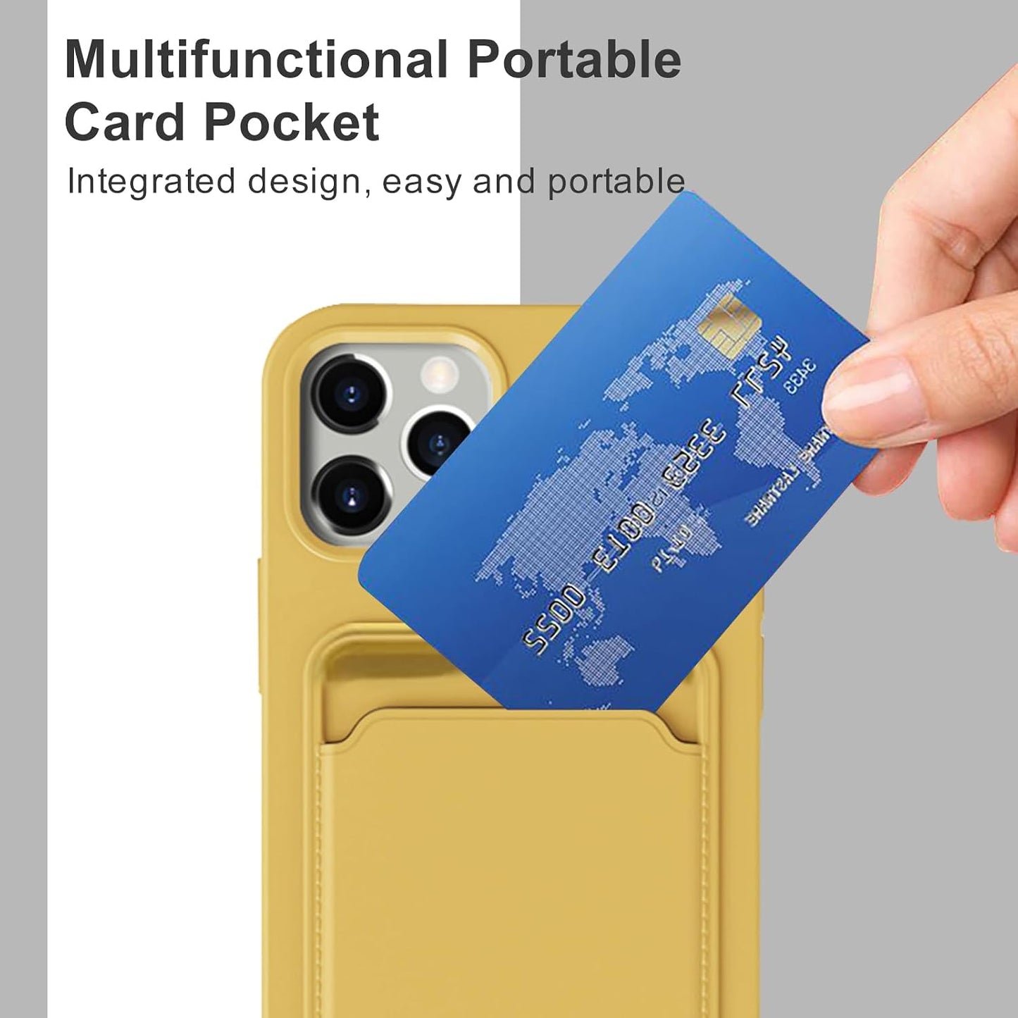 Case for iPhone 14 Pro Max with Crossbody Lanyard Strap Adjustable Cover with Card Holder Shockproof Drop Protection Silicone Phone Case for iPhone 14 Pro Max 6.7"-Yellow