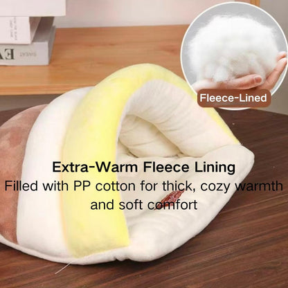 Guinea Pig Hideout, Semi-Enclosed Hamster Hideout Small Animal Sleeping Cave Machine Washable Warm Bed for Chinchilla, Hedgehog, Rat, Sugar Glider, Fancy Rat (Yellow)