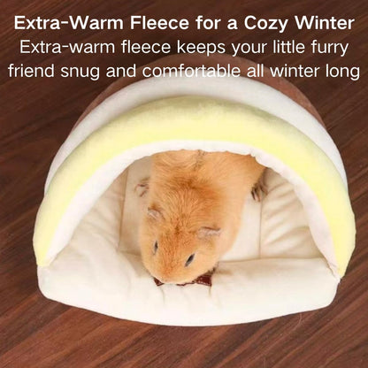 Guinea Pig Hideout, Semi-Enclosed Hamster Hideout Small Animal Sleeping Cave Machine Washable Warm Bed for Chinchilla, Hedgehog, Rat, Sugar Glider, Fancy Rat (Yellow)