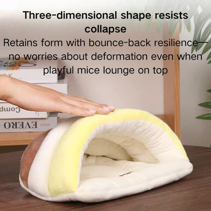 Guinea Pig Hideout, Semi-Enclosed Hamster Hideout Small Animal Sleeping Cave Machine Washable Warm Bed for Chinchilla, Hedgehog, Rat, Sugar Glider, Fancy Rat (Yellow)
