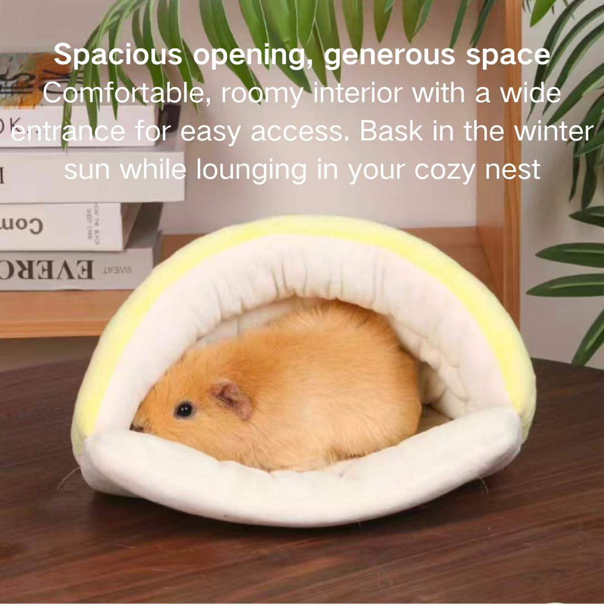 Guinea Pig Hideout, Semi-Enclosed Hamster Hideout Small Animal Sleeping Cave Machine Washable Warm Bed for Chinchilla, Hedgehog, Rat, Sugar Glider, Fancy Rat (Yellow)