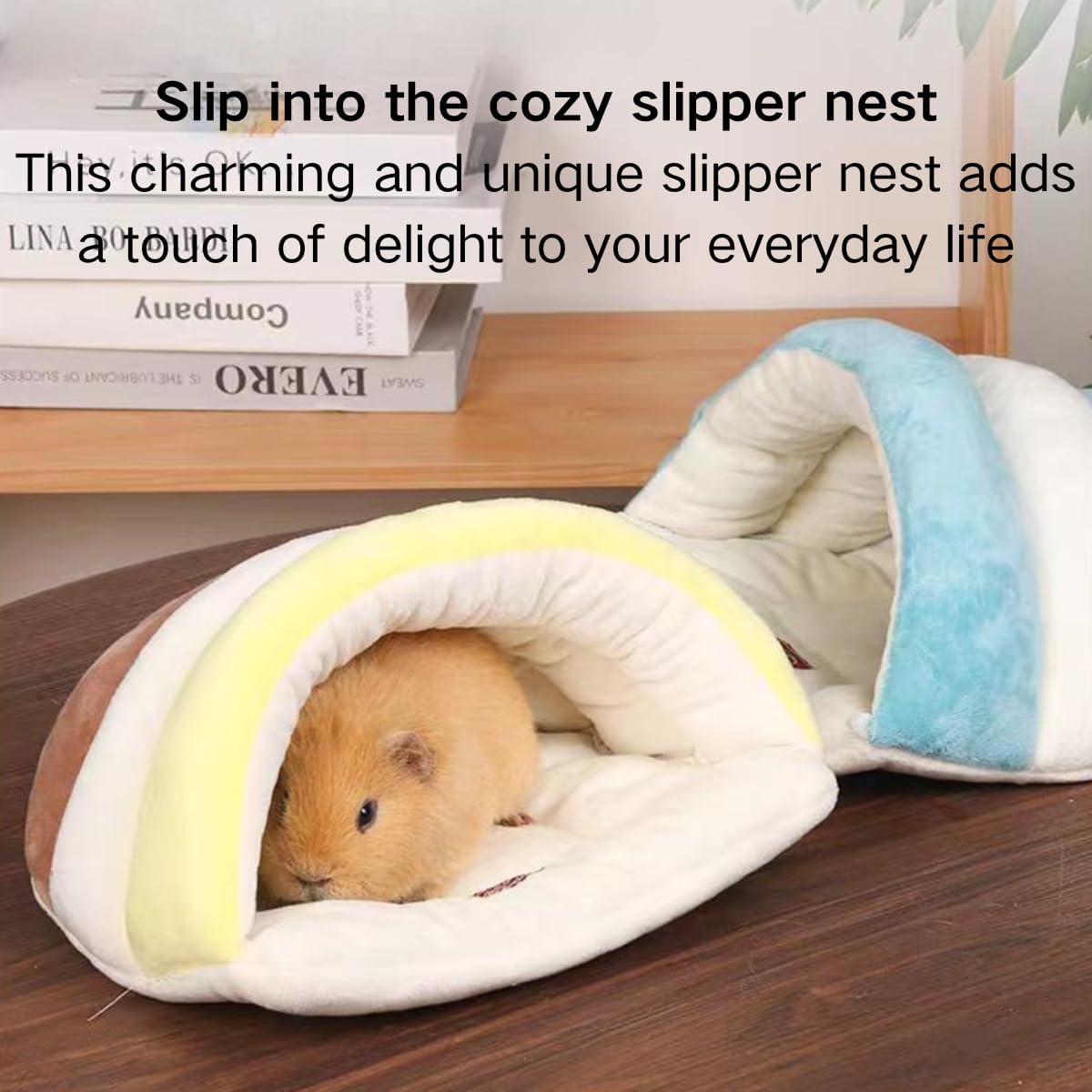 Guinea Pig Hideout, Semi-Enclosed Hamster Hideout Small Animal Sleeping Cave Machine Washable Warm Bed for Chinchilla, Hedgehog, Rat, Sugar Glider, Fancy Rat (Yellow)