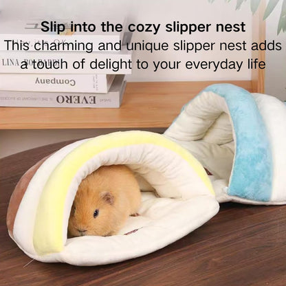 Guinea Pig Hideout, Semi-Enclosed Hamster Hideout Small Animal Sleeping Cave Machine Washable Warm Bed for Chinchilla, Hedgehog, Rat, Sugar Glider, Fancy Rat (Yellow)