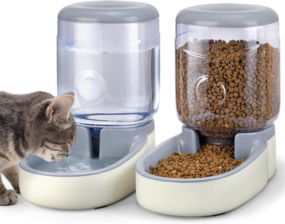 2 Pack Automatic Cat Feeder and Water Dispenser Pet Dog Gravity Feed Bowl | Automatic Cat Feeder and Water Dispenser Pet Feed Bowl Dog Gravity Food Feeder & Waterer Set for Small Medium Pup Kitty
