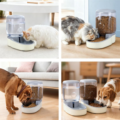 2 Pack Automatic Cat Feeder and Water Dispenser Pet Dog Gravity Feed Bowl | Automatic Cat Feeder and Water Dispenser Pet Feed Bowl Dog Gravity Food Feeder & Waterer Set for Small Medium Pup Kitty
