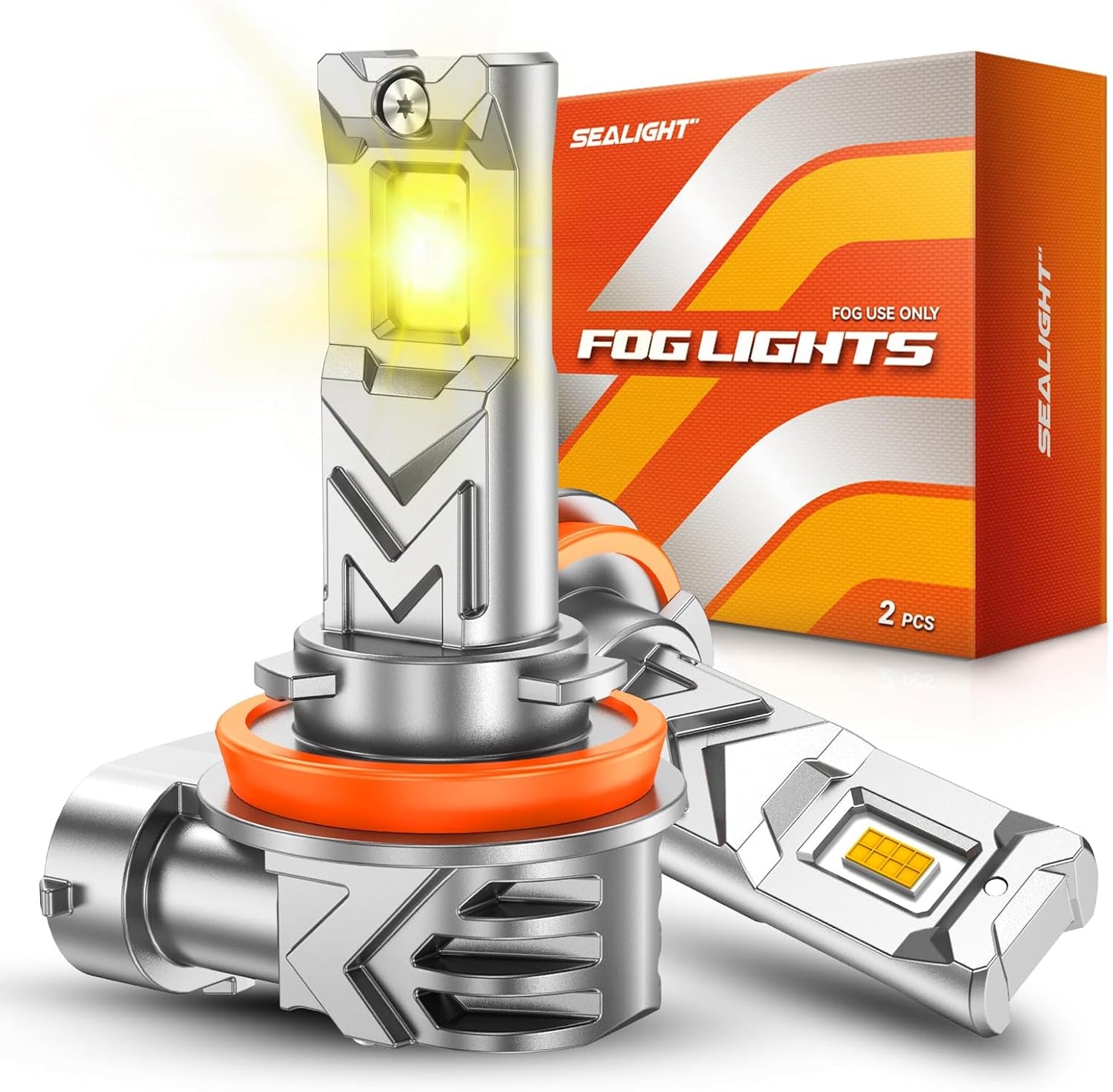 H16 H11 H8 LED Fog Light Bulb Yellow, 17000 Lumens 800% Brighter, Enhanced Visibility in Fog Rain and Snow, Amber Yellow H11 LED Fog Lights, RV Clearance Light Marker Light, 1:1 Plug and Play