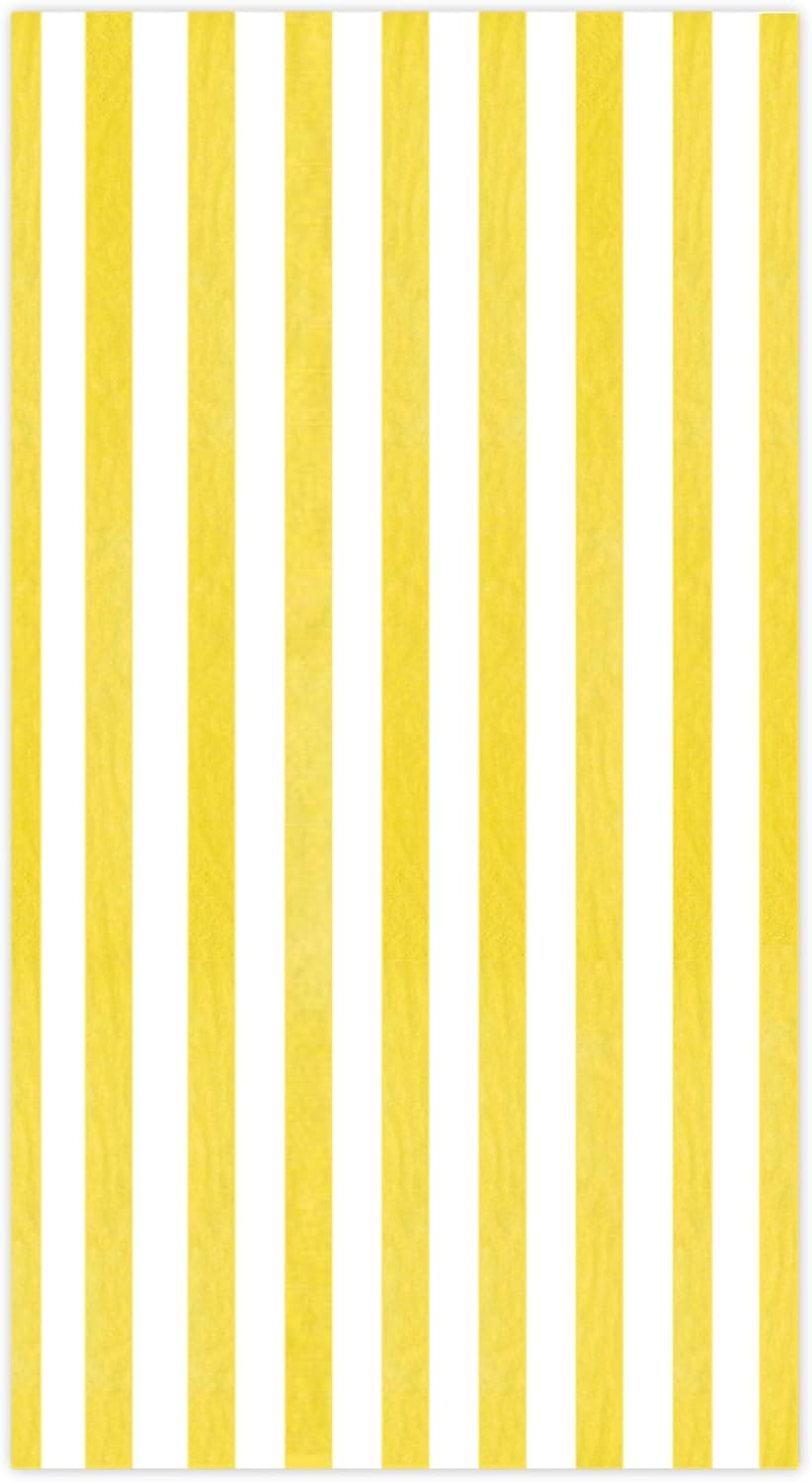 Yellow Striped Paper Napkins, Lemmon & White Summer Party, 100ct | Yellow Decorative Dinner Napkins, Disposable Hand Towels for Guest, Bathroom, First Birthday & Wedding Reception Decoration