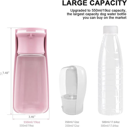 Portable Dog Small Animals Water Bottle for Walking 19 OZ or 12 OZ Pet Water Bottles for Puppy Medium Large Dogs Little Animals Water Dispenser Dog Small Animals Water Bowl