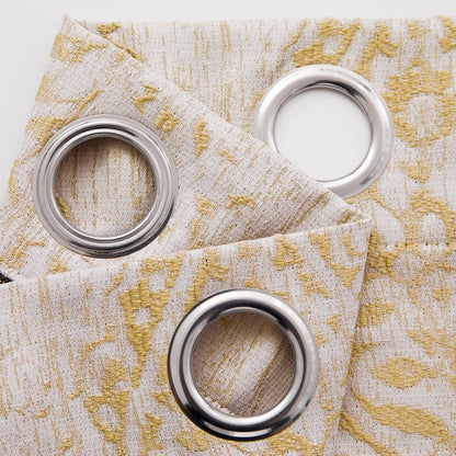 Gold Yellow Curtains 45 Inch Length Grommet Top, Kitchen 50% Blackout Short Curtain Panels for Bedroom