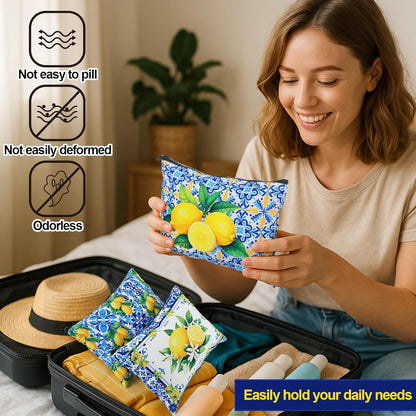 12 Pieces Italian Lemons Makeup Bags Amalfi Coast Cosmetics Bag Italy Travel Souvenir Lemon Purse Italian Gifts for Women Wedding Bridal Shower