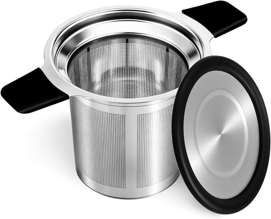 Stainless Steel Tea Infuser Steeper Strainer for Loose Leaf Tea, Fine Mesh Reusable Diffusers Ball Bag Filter Holder with Heat Proof Handles for Teapots, Mugs, Cups
