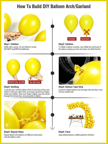 Yellow Balloons 55 Pcs 12 Inch Matte Yellow Latex Balloon Arch Kit Garland for Birthday Baby Shower Graduation Bridal shower Bachelorette Retirement Party