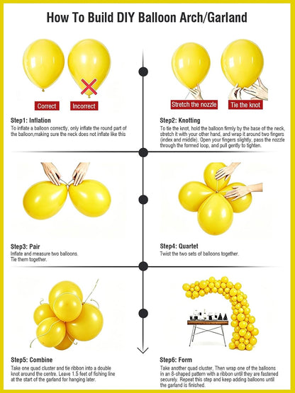 Yellow Balloons 55 Pcs 12 Inch Matte Yellow Latex Balloon Arch Kit Garland for Birthday Baby Shower Graduation Bridal shower Bachelorette Retirement Party