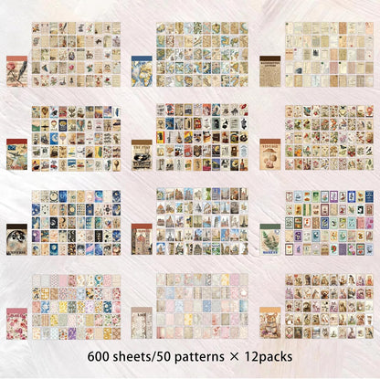 Washi Stickers, 12 Sets 600 Pcs Aesthetic Sticker Book for DIY Journaling, Journaling Supplies for Bullet Journal Art Diary Card Craft Gifts Planner Notebook