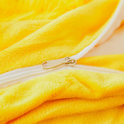 Fluffy Yellow Comforter Cover Set King，Fluffy Fuzzy Plush Yellow Bedding 3Pcs (1 Faux Fur Duvet Cover +2 Faux Fur Pillowcases) Fluffy Bed Set King
