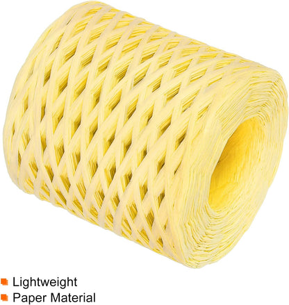 Raffia Paper Craft Rope Ribbon Packing Paper Rope 219 Yards Length Handmade Light Yellow for DIY Decoration Gift Packaging