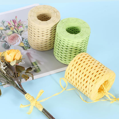 Raffia Paper Craft Rope Ribbon Packing Paper Rope 219 Yards Length Handmade Light Yellow for DIY Decoration Gift Packaging