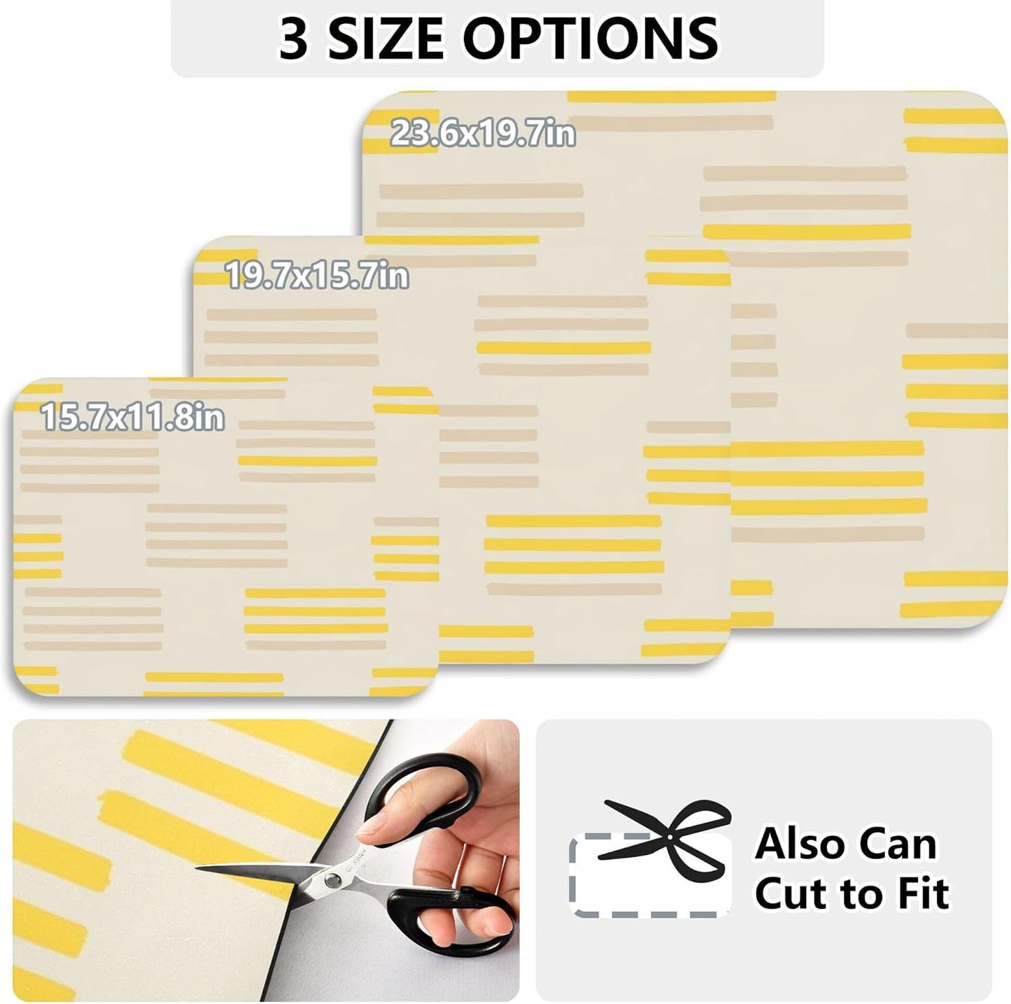 Kitchen Diatomaceous Earth Dish Drying Mat Striped Pattern Yellow Dish Drying Mats Quick Dry Magical Dishes Pad, 15.7x11.8 Inches