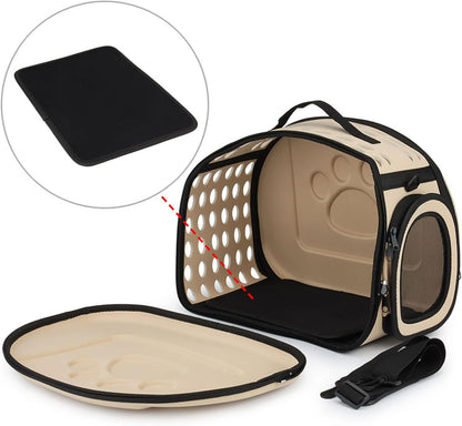 Foldable Soft Dog Carrier Kennel, Personalized Pet Carrier Custom Name and Paw Pattern Breathable Cat Carrier Shoulder Bag, Portable Pets Handbag for Cat Dog and Small Animal(M,Yellow)