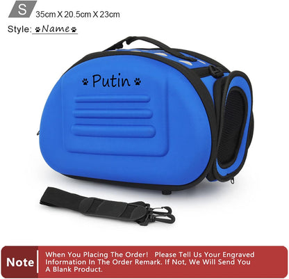 Foldable Soft Dog Carrier Kennel, Personalized Pet Carrier Custom Name and Paw Pattern Breathable Cat Carrier Shoulder Bag, Portable Pets Handbag for Cat Dog and Small Animal(M,Yellow)