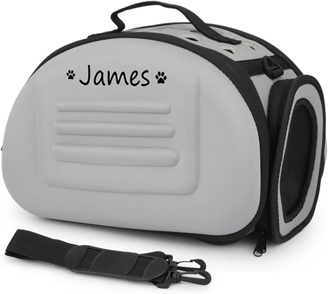 Foldable Soft Dog Carrier Kennel, Personalized Pet Carrier Custom Name and Paw Pattern Breathable Cat Carrier Shoulder Bag, Portable Pets Handbag for Cat Dog and Small Animal(M,Yellow)