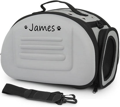 Foldable Soft Dog Carrier Kennel, Personalized Pet Carrier Custom Name and Paw Pattern Breathable Cat Carrier Shoulder Bag, Portable Pets Handbag for Cat Dog and Small Animal(M,Yellow)