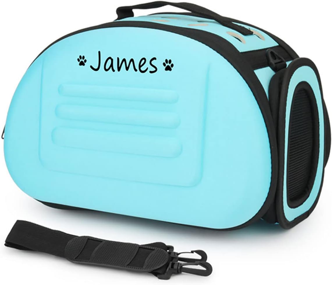 Foldable Soft Dog Carrier Kennel, Personalized Pet Carrier Custom Name and Paw Pattern Breathable Cat Carrier Shoulder Bag, Portable Pets Handbag for Cat Dog and Small Animal(M,Yellow)