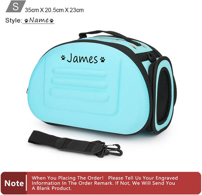 Foldable Soft Dog Carrier Kennel, Personalized Pet Carrier Custom Name and Paw Pattern Breathable Cat Carrier Shoulder Bag, Portable Pets Handbag for Cat Dog and Small Animal(M,Yellow)