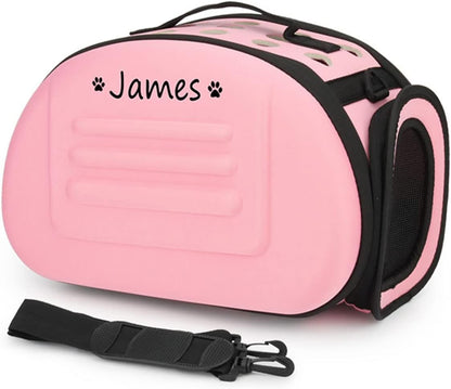 Foldable Soft Dog Carrier Kennel, Personalized Pet Carrier Custom Name and Paw Pattern Breathable Cat Carrier Shoulder Bag, Portable Pets Handbag for Cat Dog and Small Animal(M,Yellow)