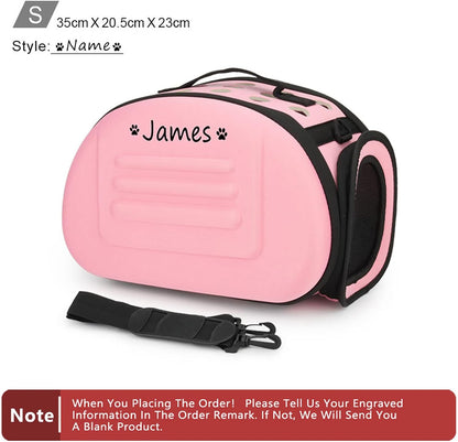 Foldable Soft Dog Carrier Kennel, Personalized Pet Carrier Custom Name and Paw Pattern Breathable Cat Carrier Shoulder Bag, Portable Pets Handbag for Cat Dog and Small Animal(M,Yellow)