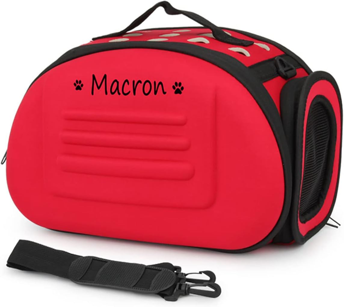 Foldable Soft Dog Carrier Kennel, Personalized Pet Carrier Custom Name and Paw Pattern Breathable Cat Carrier Shoulder Bag, Portable Pets Handbag for Cat Dog and Small Animal(M,Yellow)